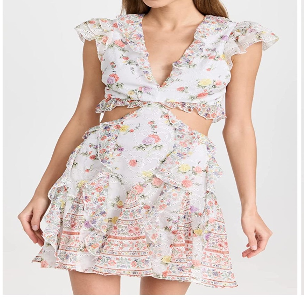 ALICE + OLIVIA WOMEN'S MITZI CUTOUT MINI DRESS FLORAL PRINT